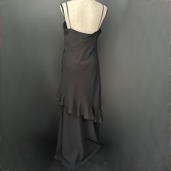 Vintage Y2k 90s Beaded Whimsigoth fairy goth maxi dress tiered hem formal large - Picture 4 of 8